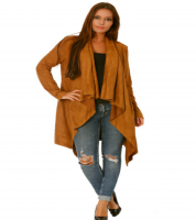 Longue vesteb camel effet daim style à revers drapés.