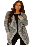 Gilet asymétrique gris à paillettes col cascade