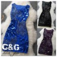 Élégante robe a strass de couleur bleu